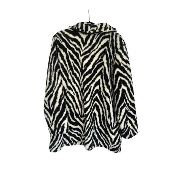 Susan Graver Weekend Reversible Sherpa Polar Fleece Coat Zebra Black Size Large - Picture 6 of 7